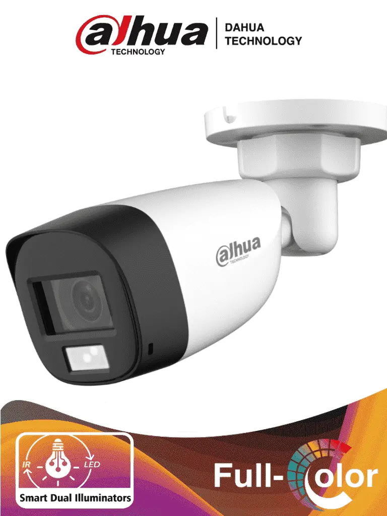 Cámara DAHUA Exterior bullet 2Mp Full-color plástica , audio smart dual light  
